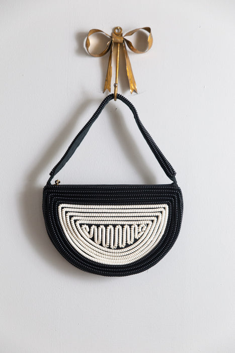 Fabulous 1940's Half Moon Telephone Cord Handbag