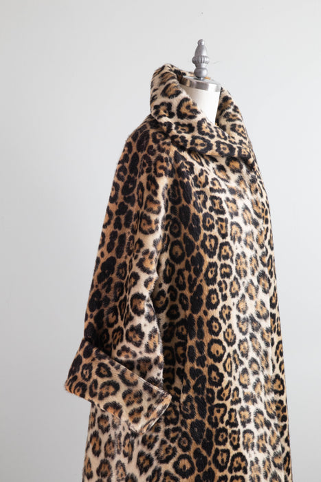 Glamorous and Iconic 1960's Leopard Print Swing Coat / Medium