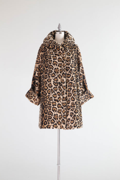 Glamorous and Iconic 1960's Leopard Print Swing Coat / Medium