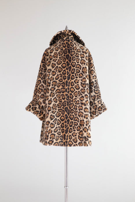 Glamorous and Iconic 1960's Leopard Print Swing Coat / Medium