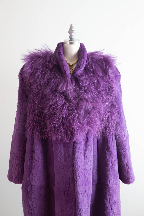 Outrageous 1970's Purple HAZE Mongolian Lamb Statement Coat / ML