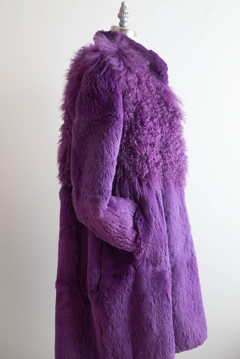 Outrageous 1970's Purple HAZE Mongolian Lamb Statement Coat / ML