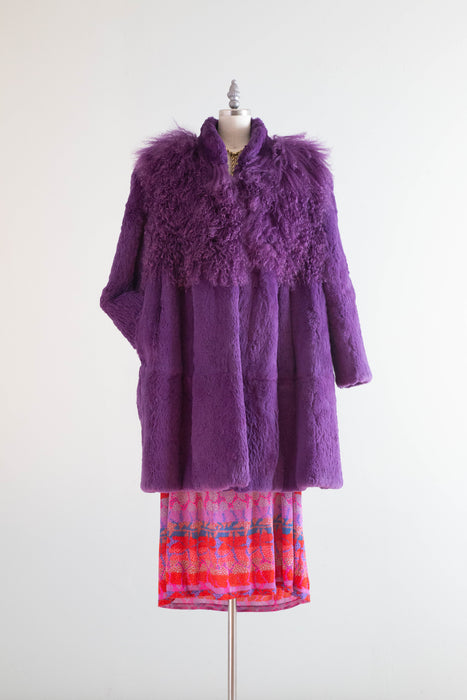 Outrageous 1970's Purple HAZE Mongolian Lamb Statement Coat / ML