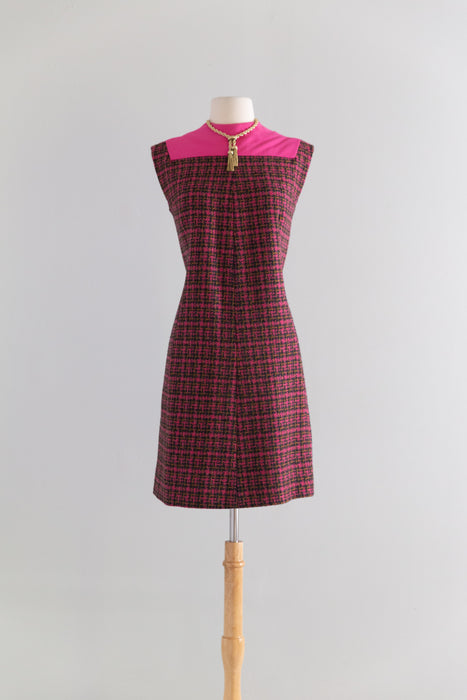 Vintage 1960's Paris Elegance Custom Made Wool Tweed Dress & Jacket Set / M