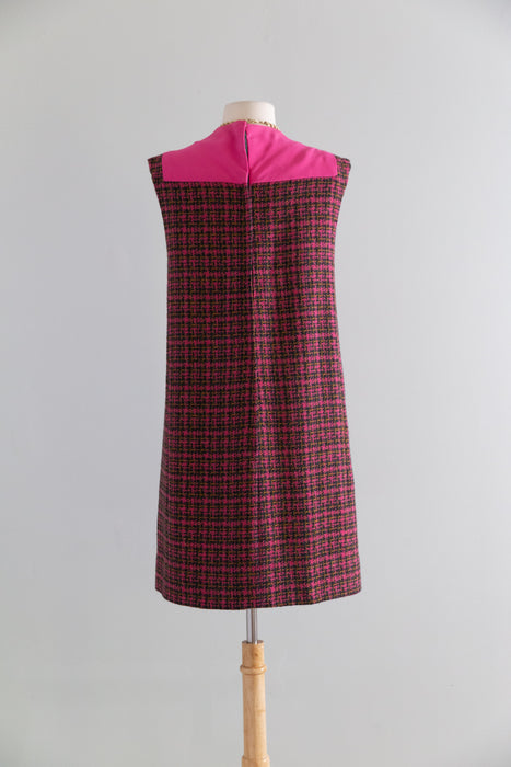 Vintage 1960's Paris Elegance Custom Made Wool Tweed Dress & Jacket Set / M