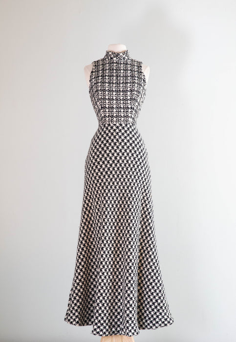classic houndstooth dress Houndstooth Dress * Sleeveless Houndstooth Midi * Black Elastic Belted *