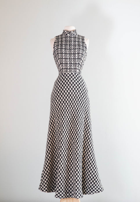 houndstooth maxi dress Black Houndstooth Modest Maxi Dress B