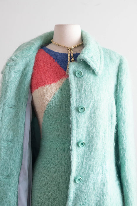 Fabulous Vintage Hand Knit Color Blocked Dress / SM