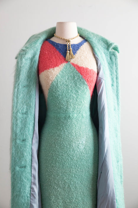 Fabulous Vintage Hand Knit Color Blocked Dress / SM