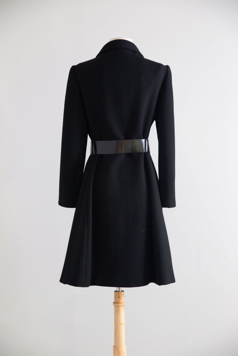 Ultra Chic 1960's Black Wool Coat By Originala / M