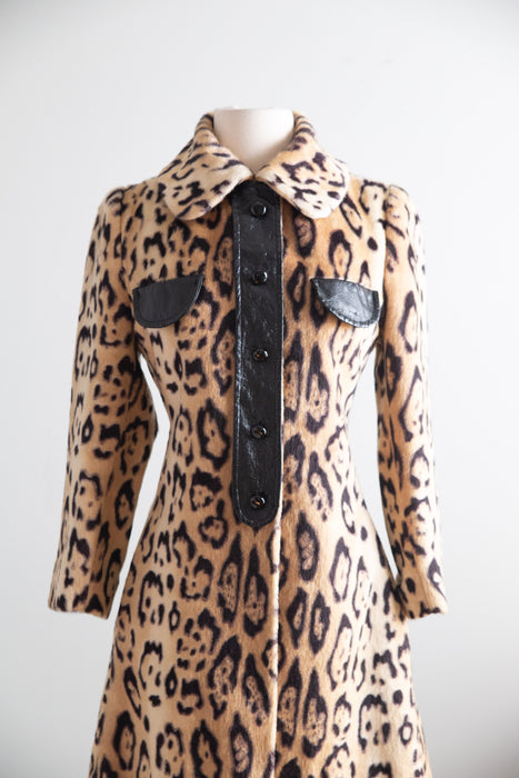 Fabulous 1960s Leopard Print Faux Fur Coat / XS