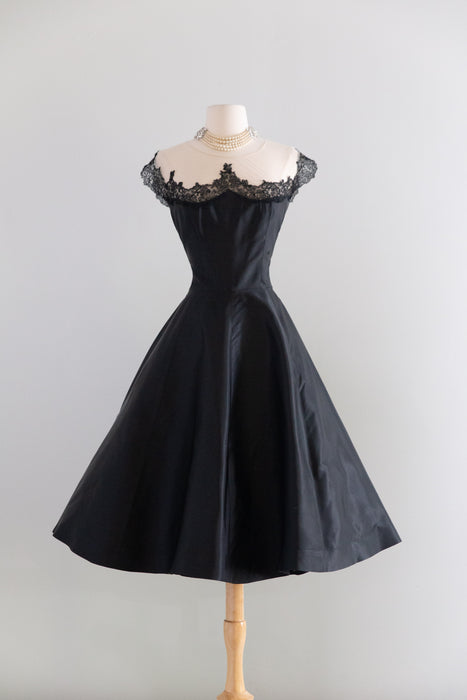 Bewitching 1950's Peggy Hunt Black Illusion Party Dress / M
