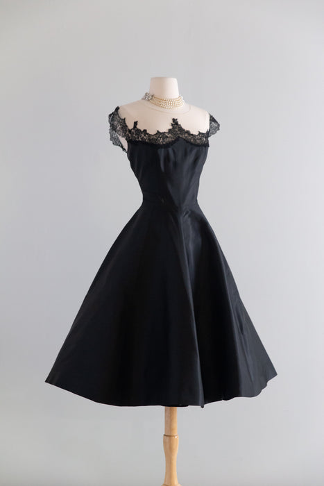 Bewitching 1950's Peggy Hunt Black Illusion Party Dress / M