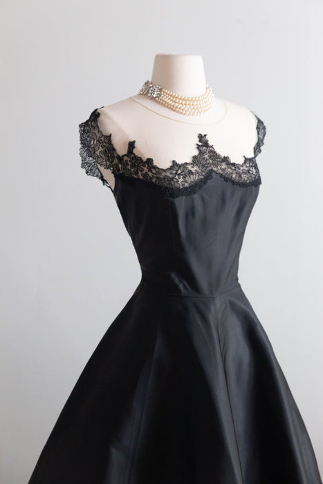 Bewitching 1950's Peggy Hunt Black Illusion Party Dress / M