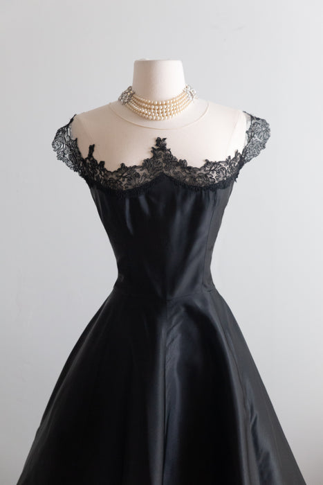Bewitching 1950's Peggy Hunt Black Illusion Party Dress / M