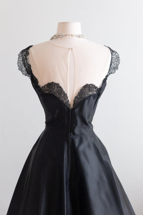 Bewitching 1950's Peggy Hunt Black Illusion Party Dress / M