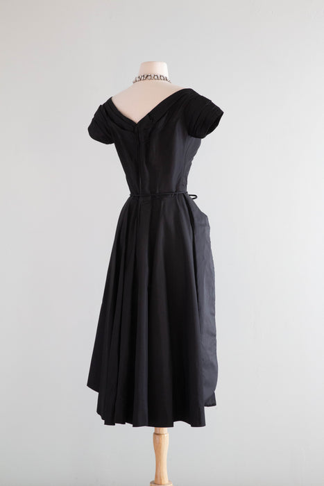 Iconic 1950's Ceil Chapman Silk Cocktail Dress With Dramatic Skirt / SMall