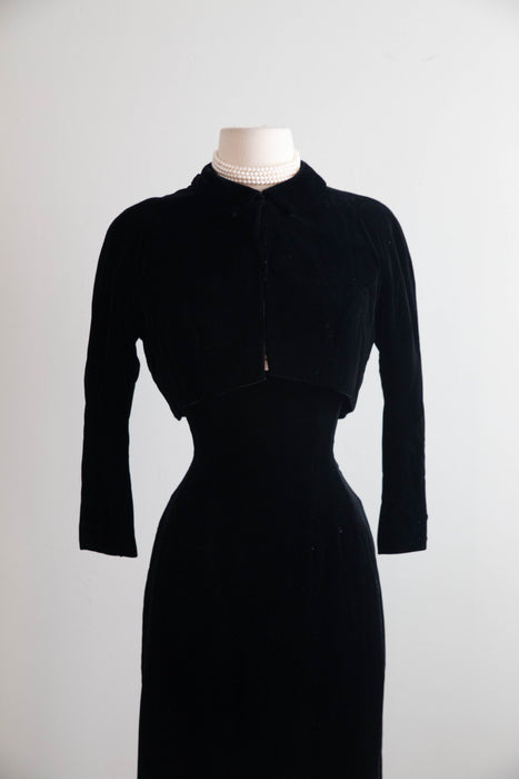 Iconic 1950's Ceil Chapman Velvet Cocktail Dress & Matching Jacket / S