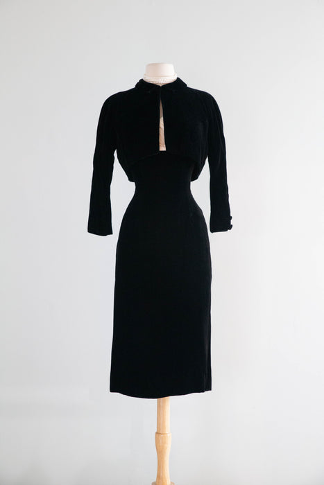 Iconic 1950's Ceil Chapman Velvet Cocktail Dress & Matching Jacket / S