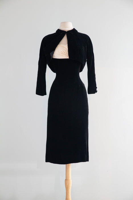 Iconic 1950's Ceil Chapman Velvet Cocktail Dress & Matching Jacket / S