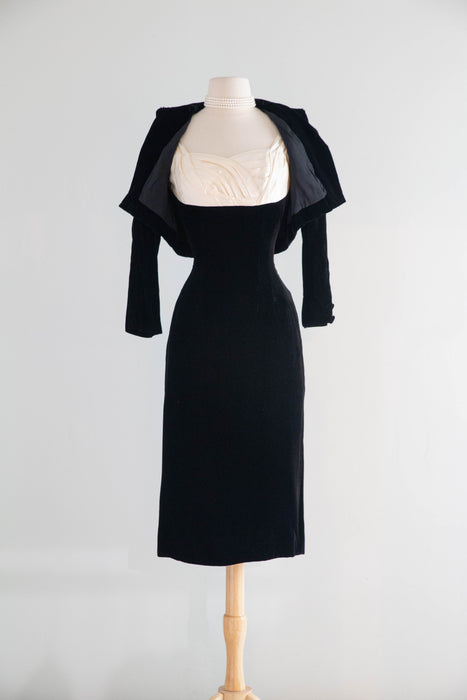Iconic 1950's Ceil Chapman Velvet Cocktail Dress & Matching Jacket / S – Xtabay Vintage