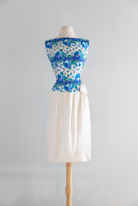 Glamorous Late 1950s Pat Sandler for Highlight Sequin-Embroidered Silk Cocktail Dress / SM