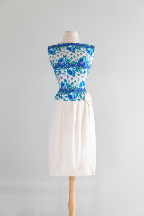 Glamorous Late 1950s Pat Sandler for Highlight Sequin-Embroidered Silk Cocktail Dress / SM