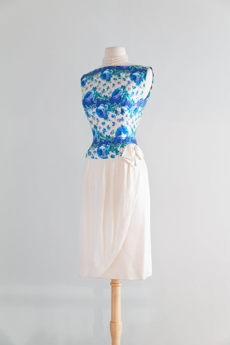 Glamorous Late 1950s Pat Sandler for Highlight Sequin-Embroidered Silk Cocktail Dress / SM