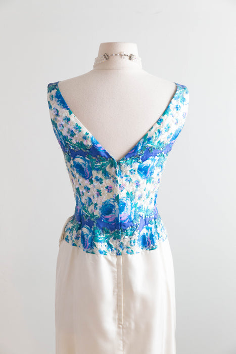 Glamorous Late 1950s Pat Sandler for Highlight Sequin-Embroidered Silk Cocktail Dress / SM