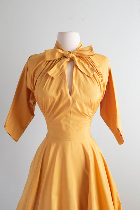 Marvelous 1950's Claire McCardell Marigold Cotton Dress / SM