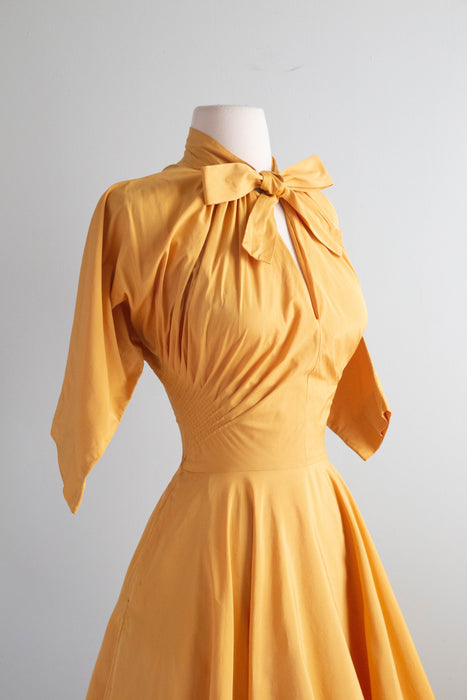 Marvelous 1950's Claire McCardell Marigold Cotton Dress / SM