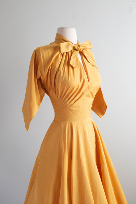 Marvelous 1950's Claire McCardell Marigold Cotton Dress / SM