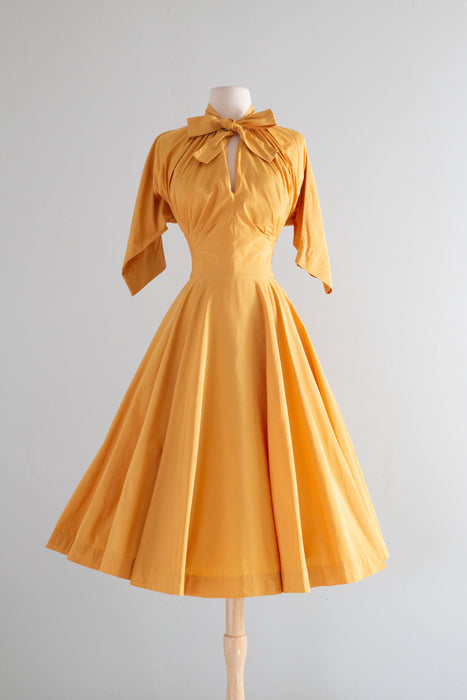 Marvelous 1950's Claire McCardell Marigold Cotton Dress / SM