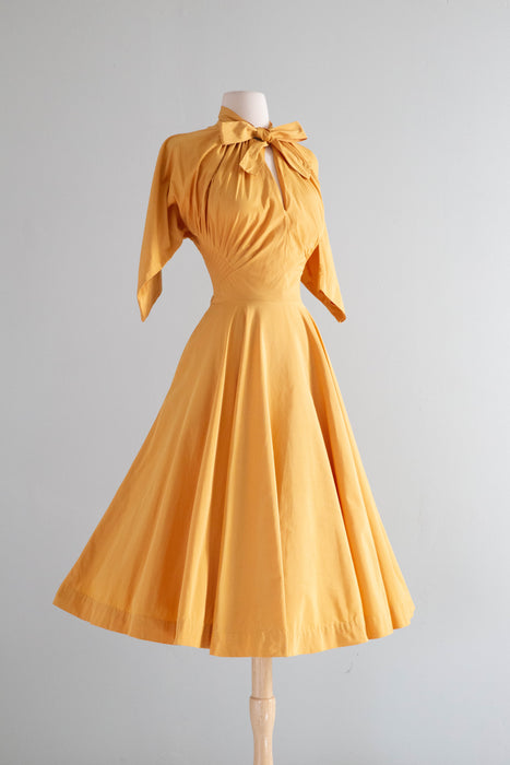 Marvelous 1950's Claire McCardell Marigold Cotton Dress / SM