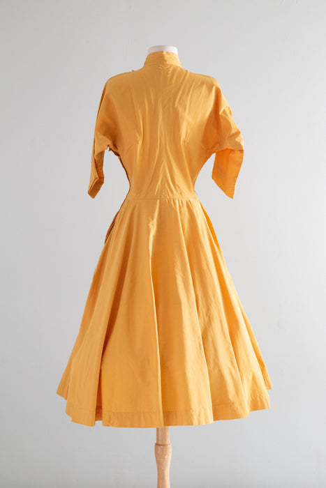 Marvelous 1950's Claire McCardell Marigold Cotton Dress / SM