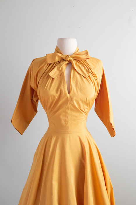 Marvelous 1950's Claire McCardell Marigold Cotton Dress / SM