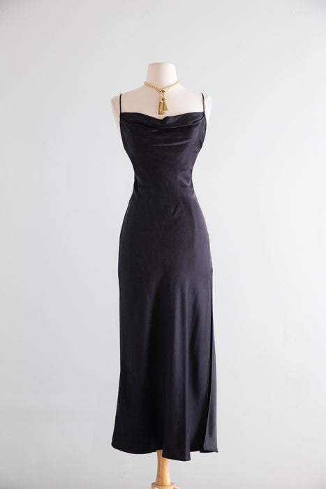 Vintage Victoria’s Secret Black Silk Bias-Cut Slip Dress / SM