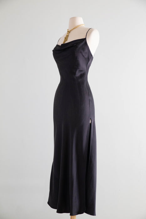 Vintage Victoria’s Secret Black Silk Bias-Cut Slip Dress / SM
