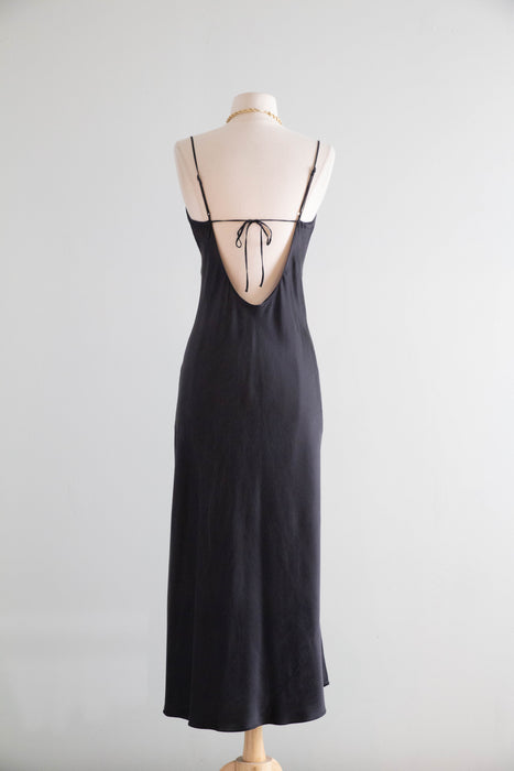 Vintage Victoria’s Secret Black Silk Bias-Cut Slip Dress / SM