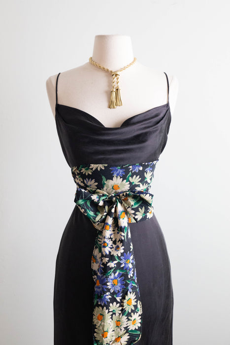 Beautiful 1930's Daisy Print Rayon Crepe Bolero & Sash by Hollywood Starlettes / M