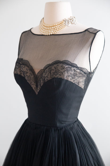 "Femme Fatale" 1950's Documented Demi Couture Cocktail Dress By Harvey Berin / S