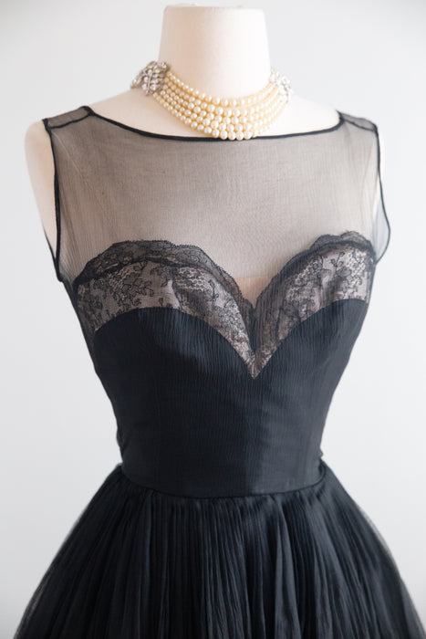 "Femme Fatale" 1950's Documented Demi Couture Cocktail Dress By Harvey Berin / S