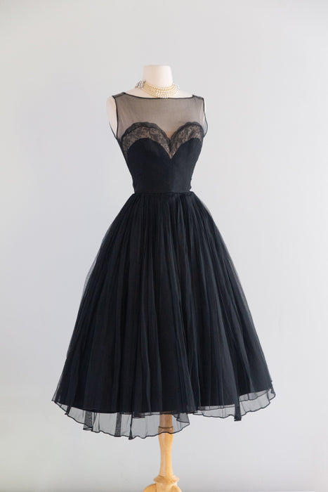 "Femme Fatale" 1950's Documented Demi Couture Cocktail Dress By Harvey Berin / S