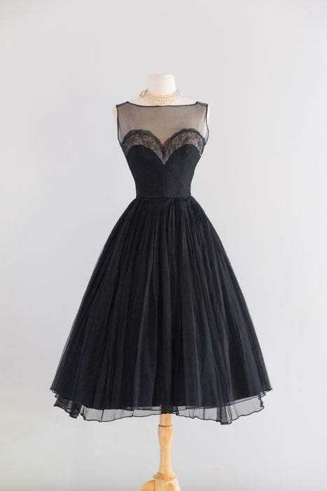 "Femme Fatale" 1950's Documented Demi Couture Cocktail Dress By Harvey Berin / S