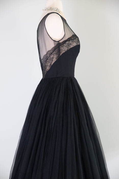"Femme Fatale" 1950's Documented Demi Couture Cocktail Dress By Harvey Berin / S