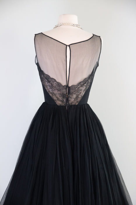 "Femme Fatale" 1950's Documented Demi Couture Cocktail Dress By Harvey Berin / S