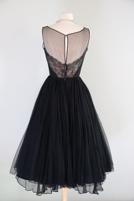 "Femme Fatale" 1950's Documented Demi Couture Cocktail Dress By Harvey Berin / S