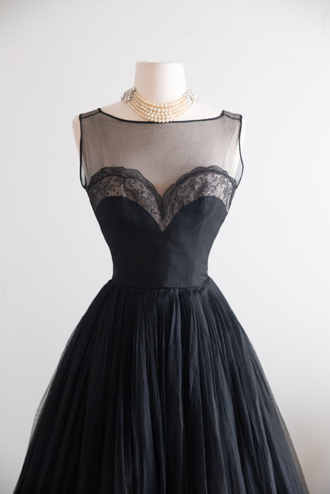 "Femme Fatale" 1950's Documented Demi Couture Cocktail Dress By Harvey Berin / S
