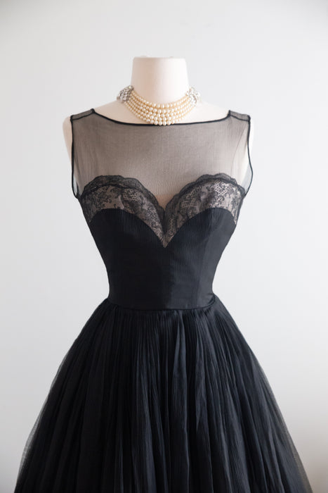 "Femme Fatale" 1950's Documented Demi Couture Cocktail Dress By Harvey Berin / S