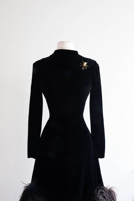 Wicked Fabulous 1960's Velvet Cocktail Dress By Pat Sandler / Small